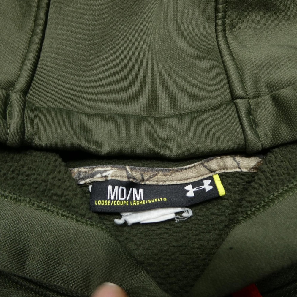 Under Armour Hoodie Mens Medium Green Storm Antler Logo Hunting Sweatshirt - Picture 4 of 7